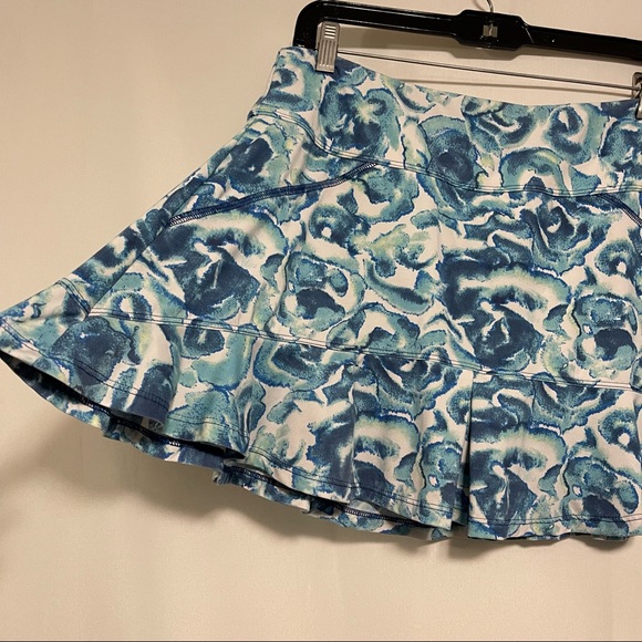 Eleven by Venus Williams Tennis Skort Skirt  Ruffled Hem Floral Blue Active Sz L - Picture 4 of 5